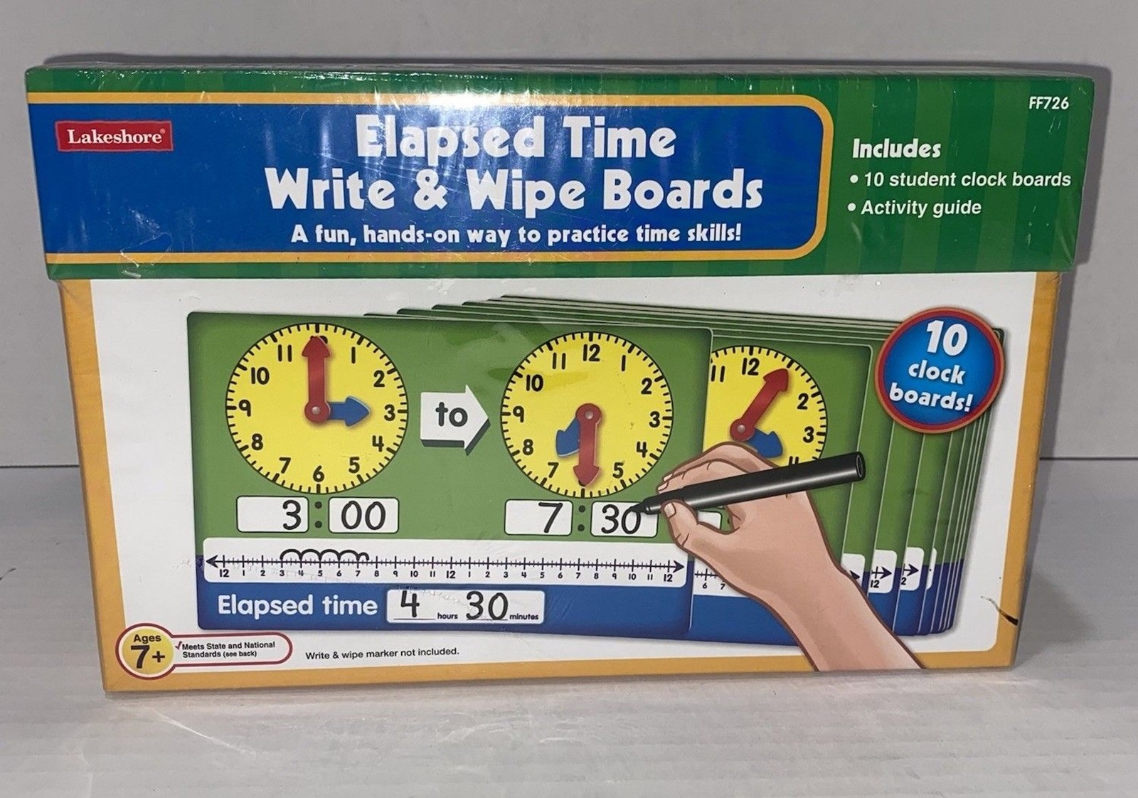 Lake Shore Elapsed Time Write and Wipe Boards Time Skills 7+ 10 Pack New Sealed