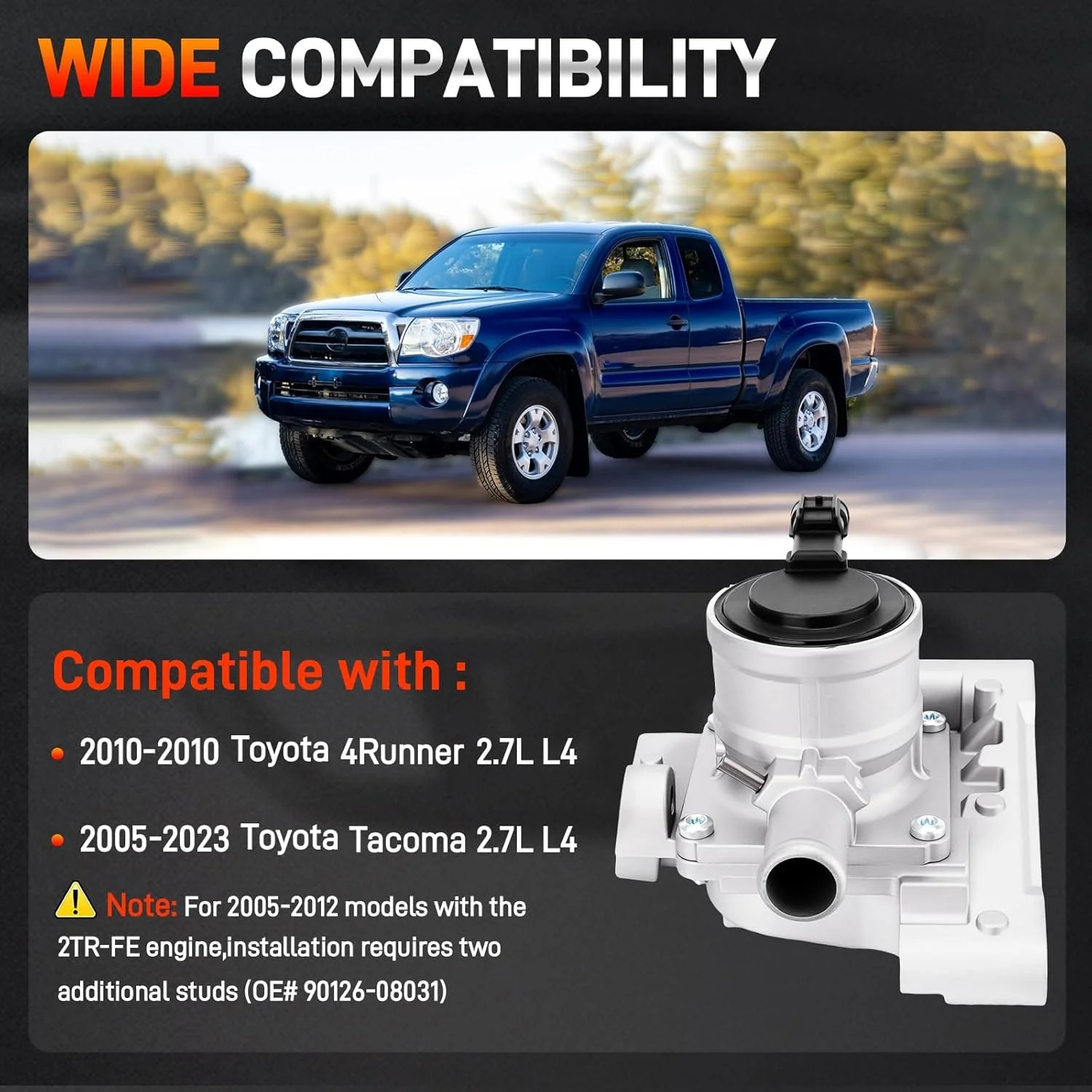 25710-75015 Air Switching Valve Compatible with Toyota Tacoma 2.7L 2005-2023, 4R