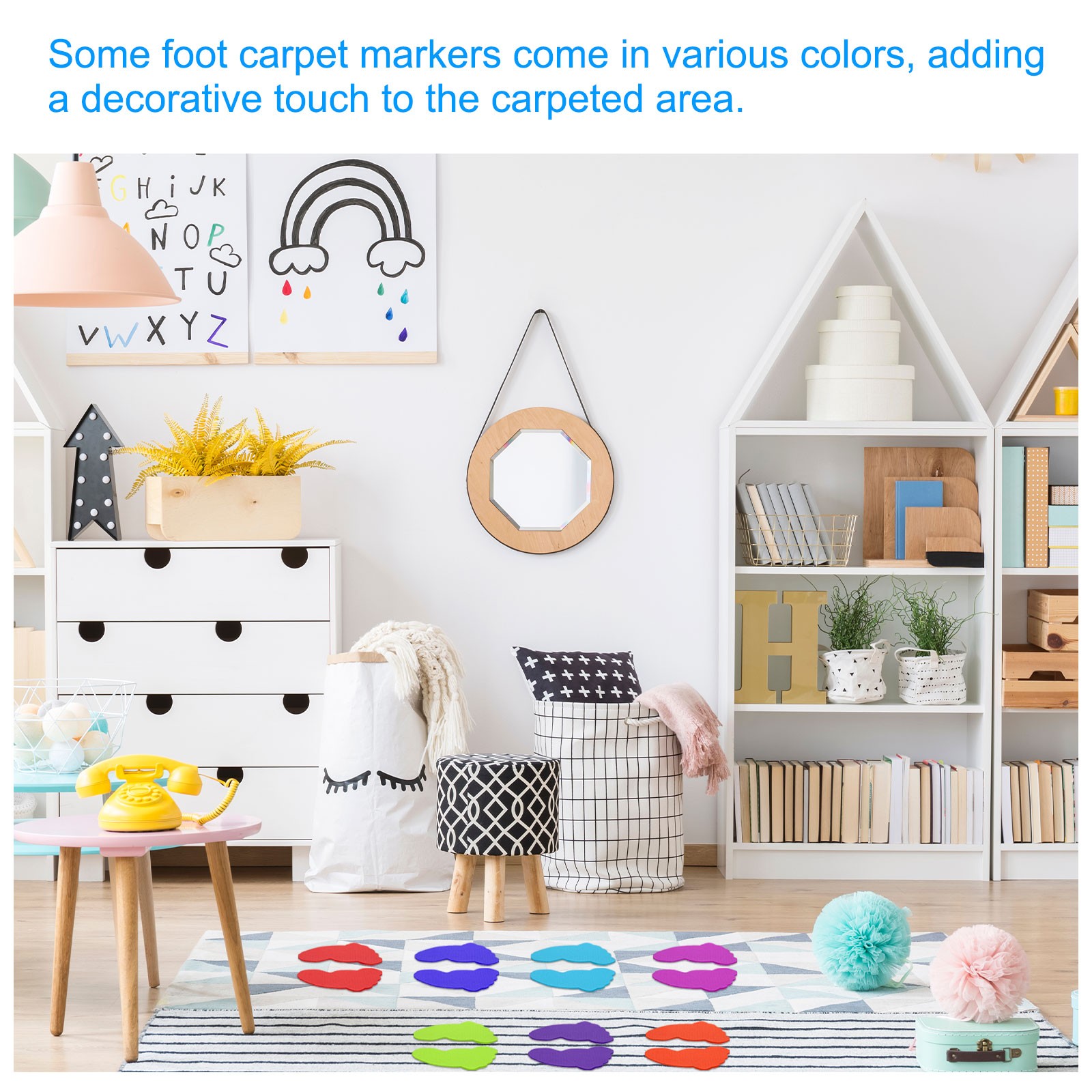 36 Pairs Foot Shaped Carpet Markers, Nylon Floor Spots Markers, Red