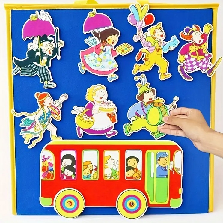 Wheels on the Bus Felt Story Set, 14 Pcs Flannel Board Storytelling Kit for Kids