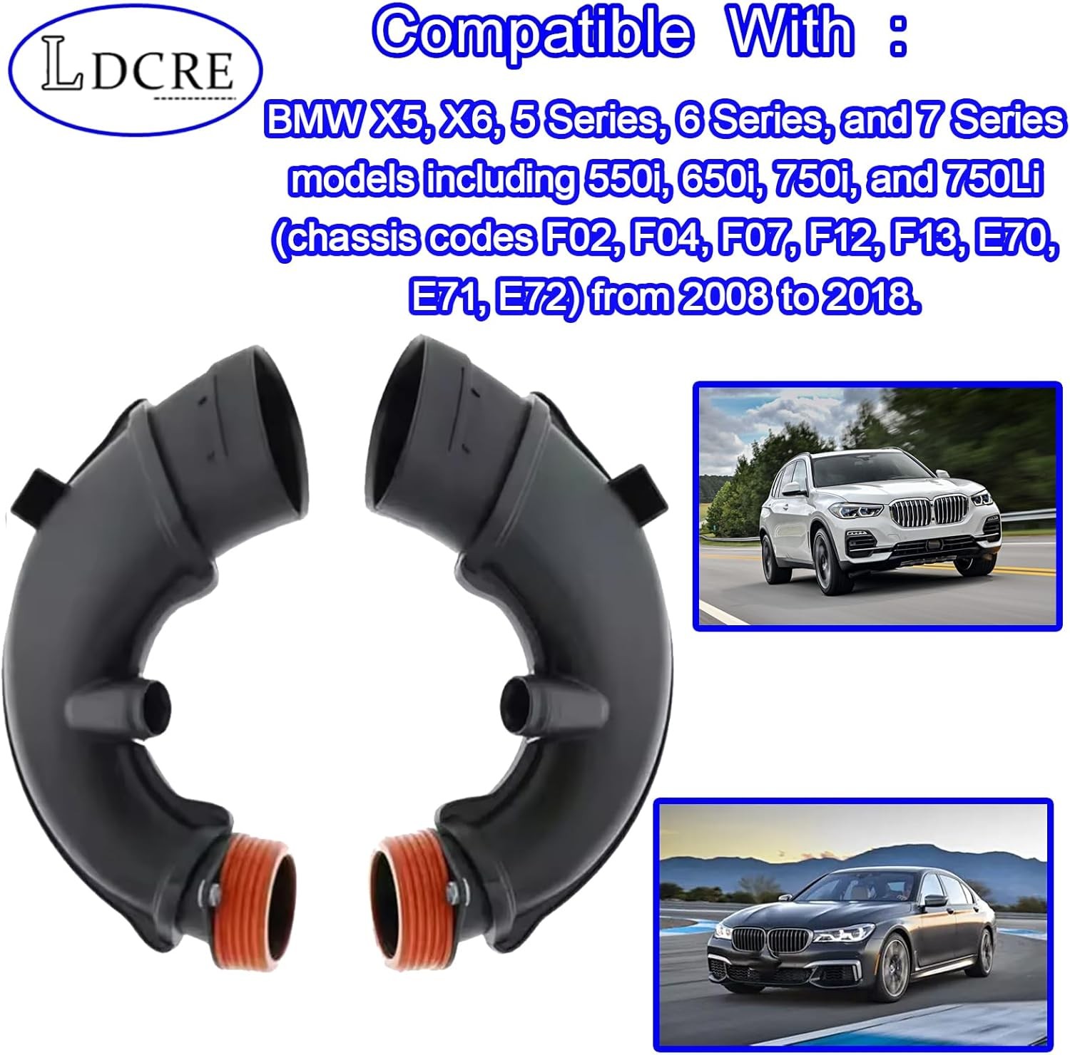 2PCS Air Intake Hose Left & Right 13717577451 13717577452 Compatible with BMW X5