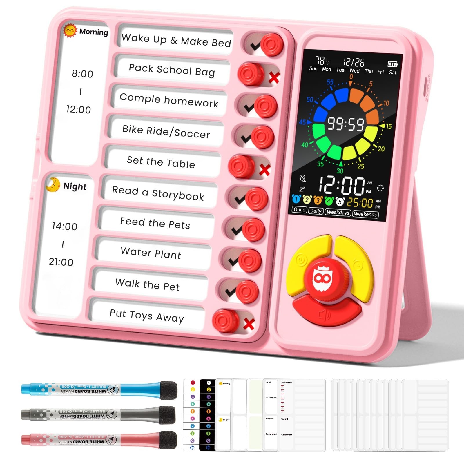 ADHD Tool for Kids, 5-in-1 Visual Timer with Chore Chart Board, Visual Schedu…