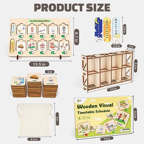Wooden Visual Schedule for Kids Chore Chart Morning Bedtime Routine Charts fo…