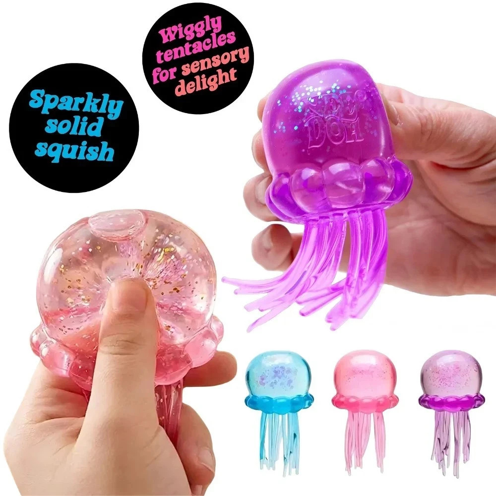 Schylling NeeDoh Jelly Squish: Purple, Pink, Blue Complete Set of 3 – Sealed
