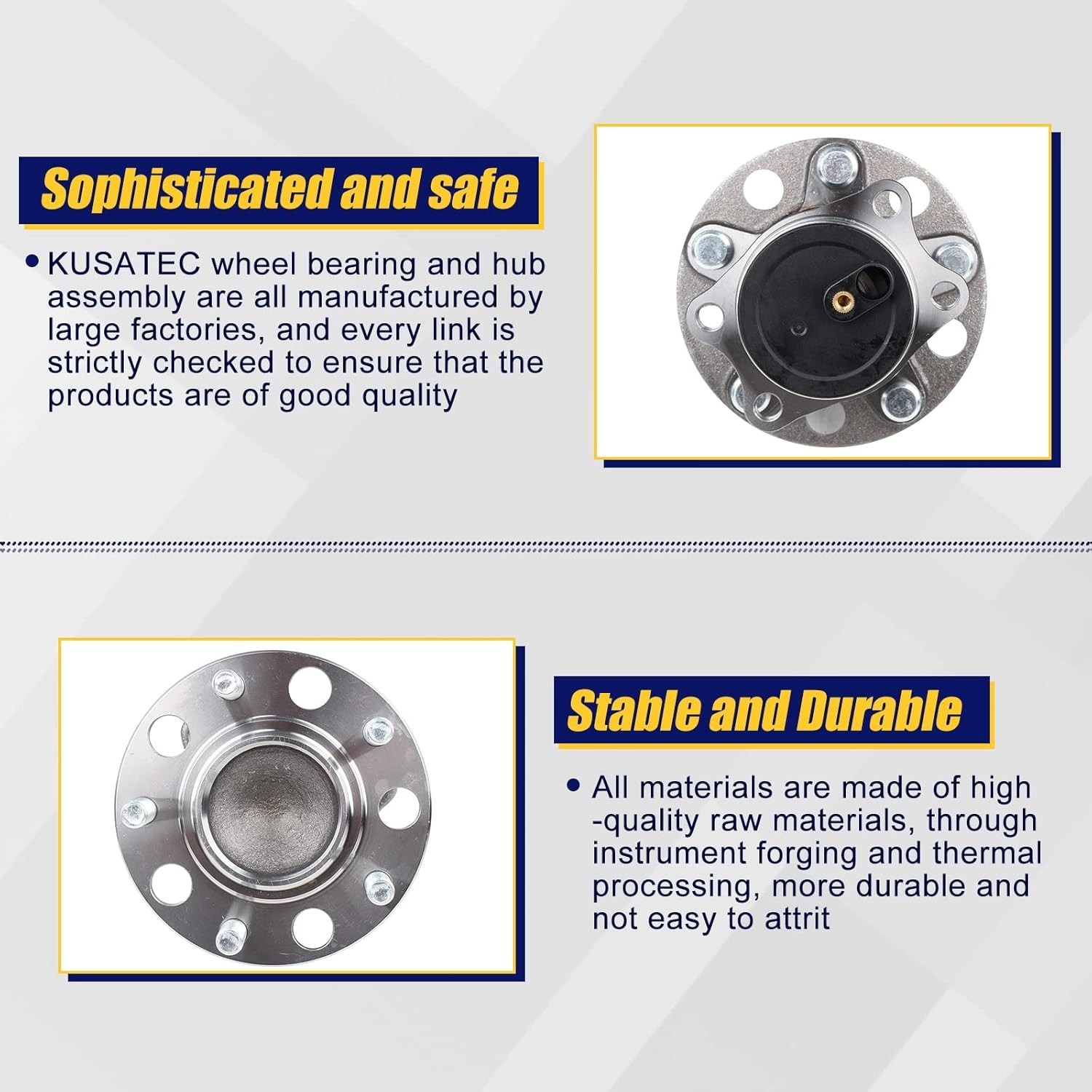 KUSATEC 512332 Rear 2PCS Wheel Bearing and Hub Assembly Compatible with Chrysler