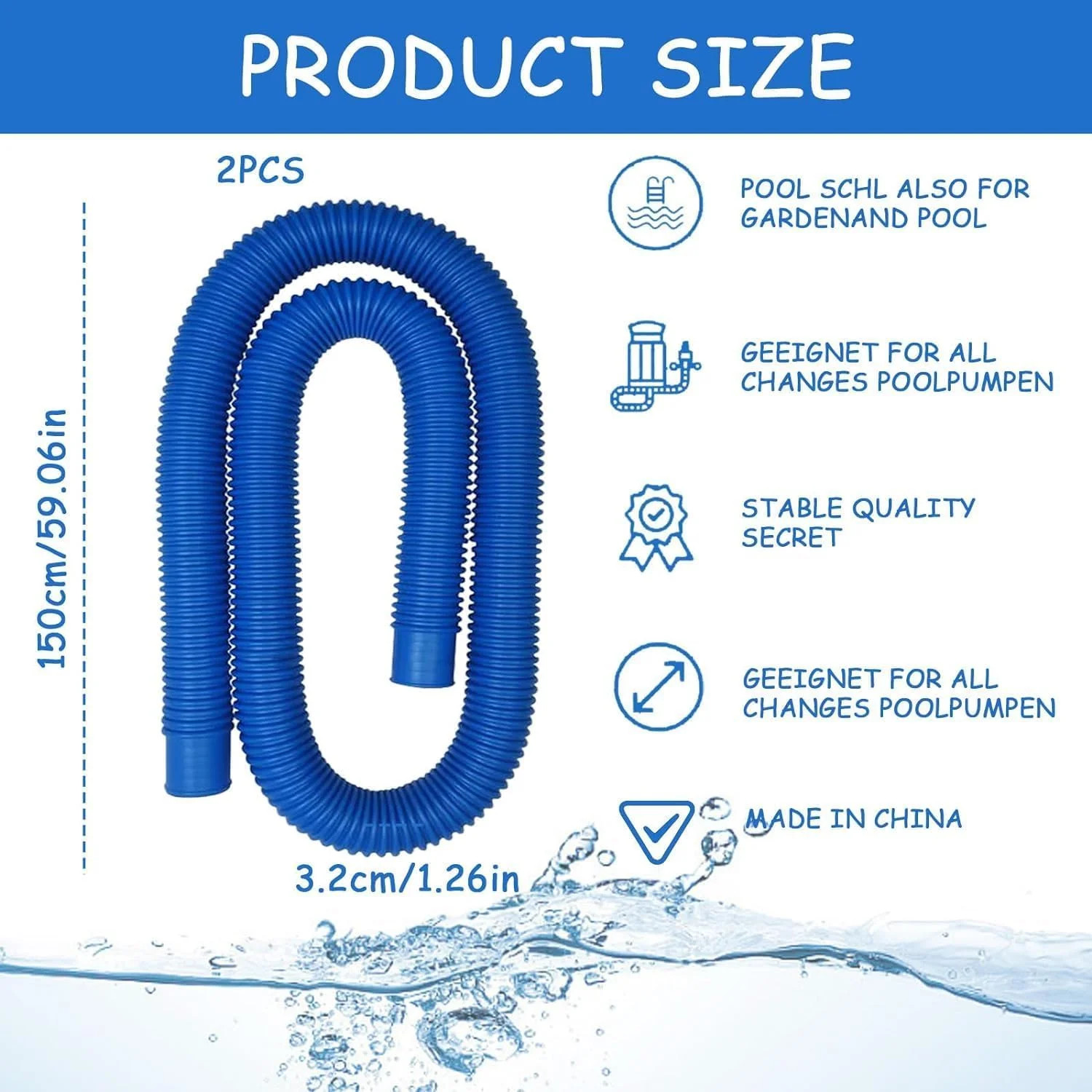 Pool Pump Hose for Above Ground Pools, Premium Pool Filter Pump Hoses, 2 Pack 1.