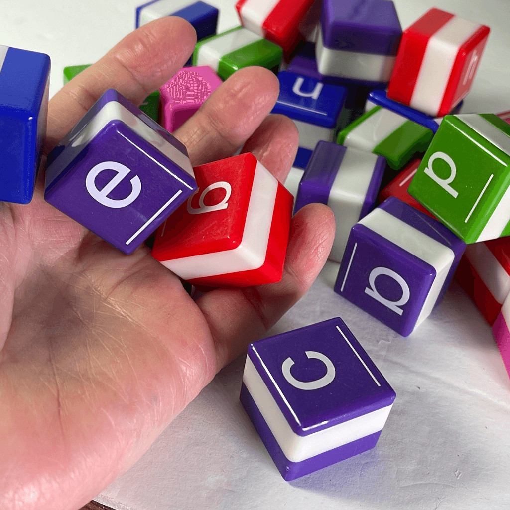 One lot of 1” square 26 letter cubes. Letter recognition spelling word building