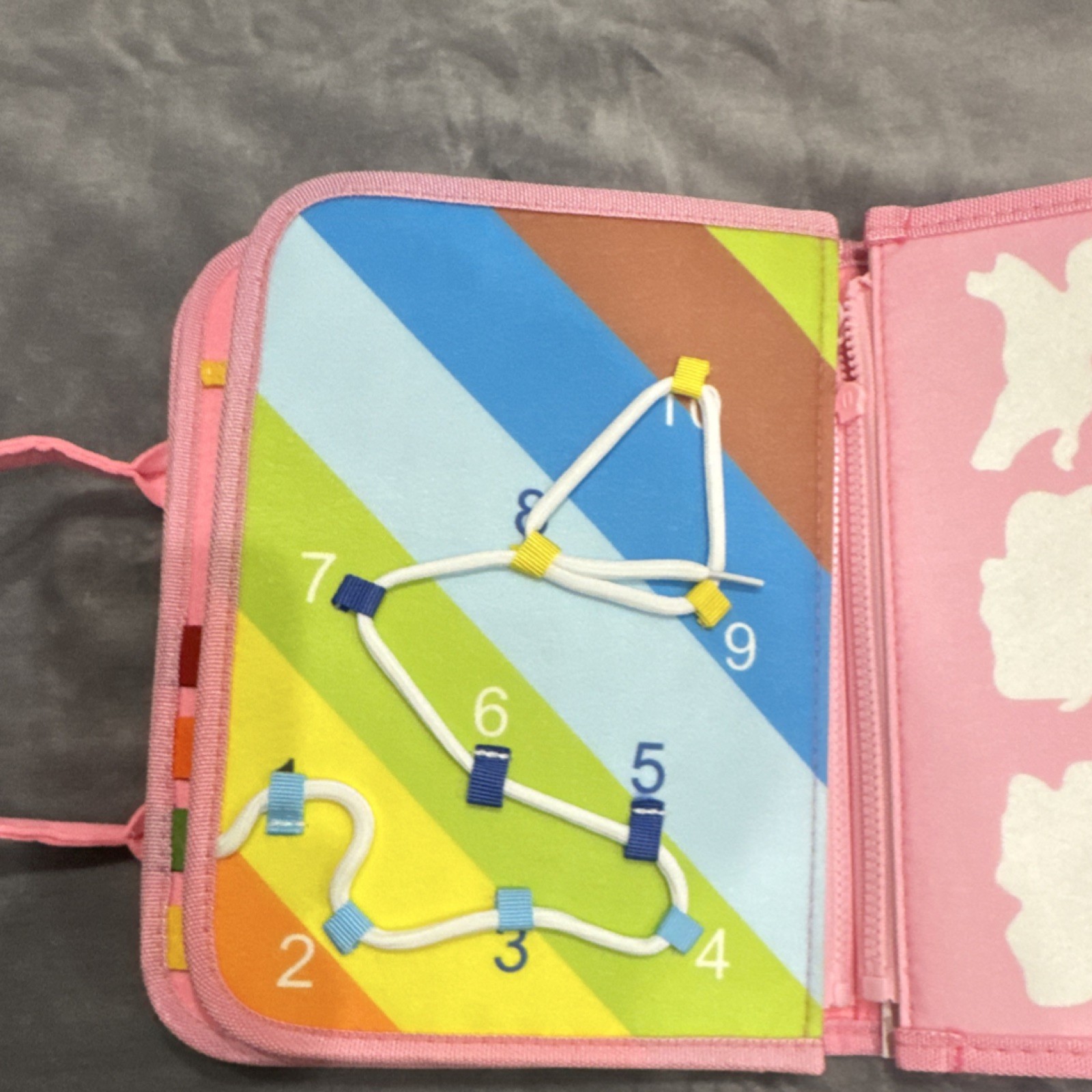 ESJAY Unicorn Busy Board Pink Toy for Kids Ages 3-7 Alphabet Numbers Shapes