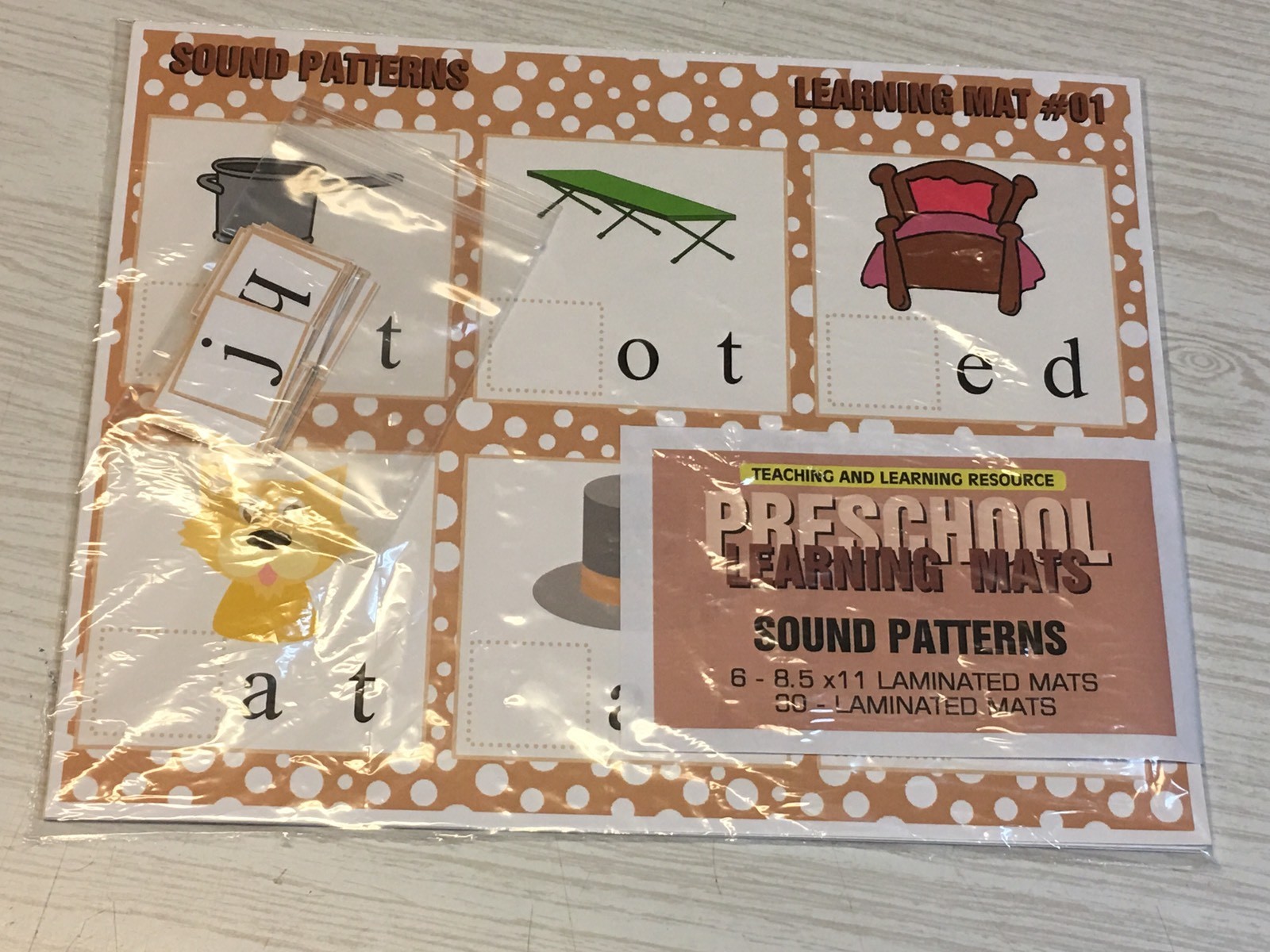 Sound Patterns – Set of 6 Learning Mats and 36 Cards – Laminated Activity