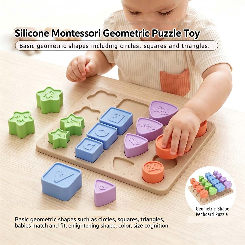 High Temp Sterilizable Silicone Puzzle fits Teething Babies Shape Matching Game