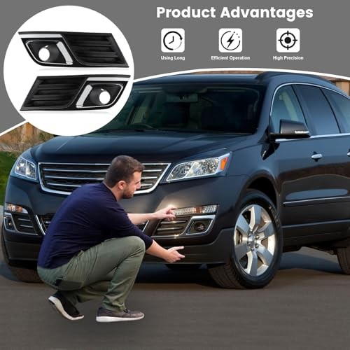 Front Fog Light Bezel Set Compatible with Chevy Traverse 2013 Left and Right