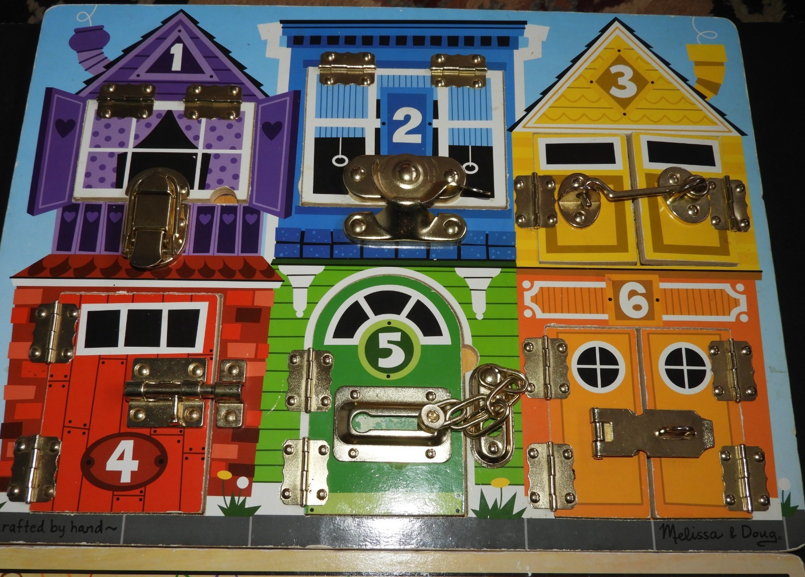Melissa & Doug Latches Wooden Activity Board & Geometric Shapes Knob Puzzle