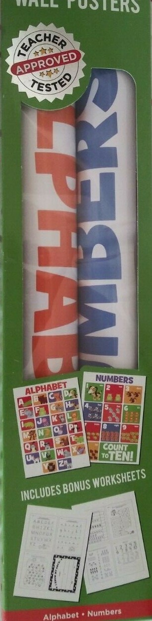 2 Laminated Number Alphabet Posters – 16X20″ Abc Wall Charts For Preschool