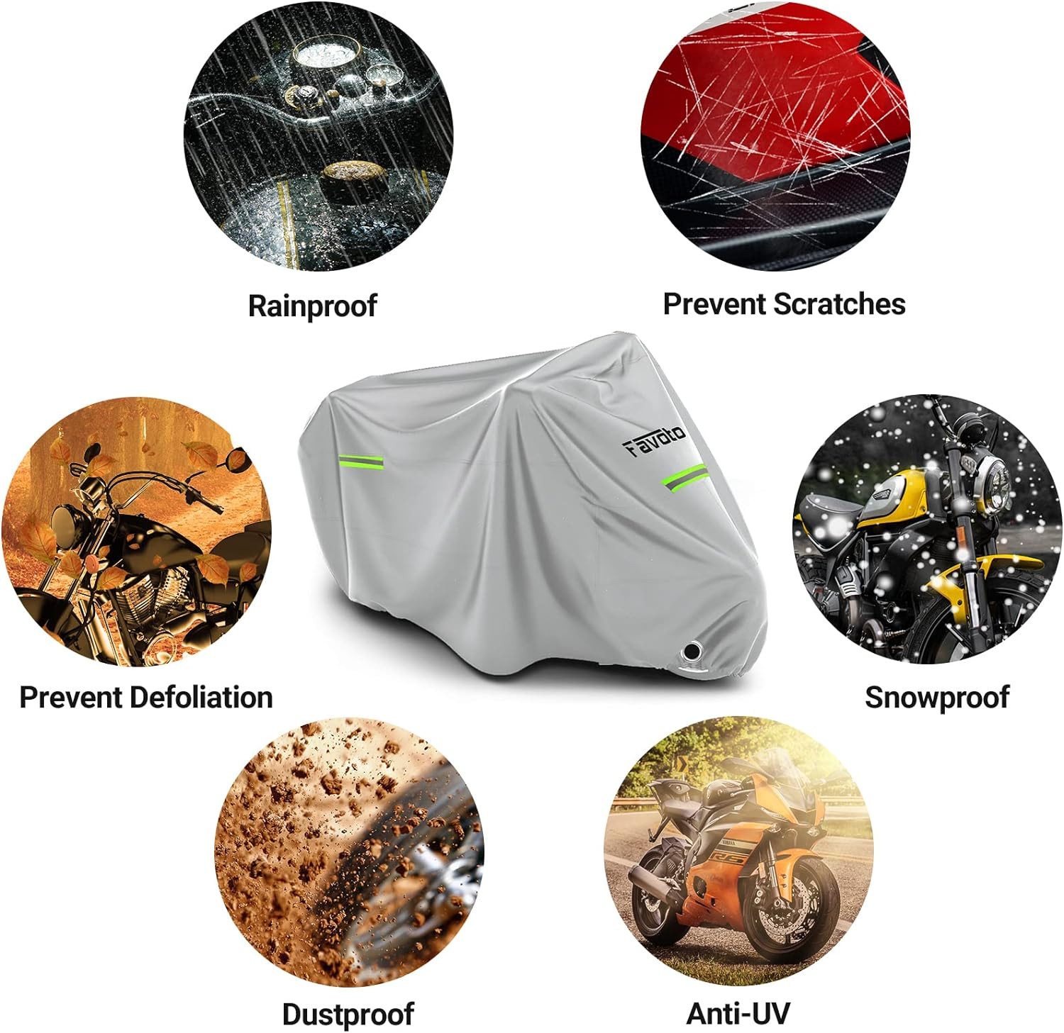 Motorcycle Cover Waterproof Outdoor – Cool Silver Color UV Protection with Refle