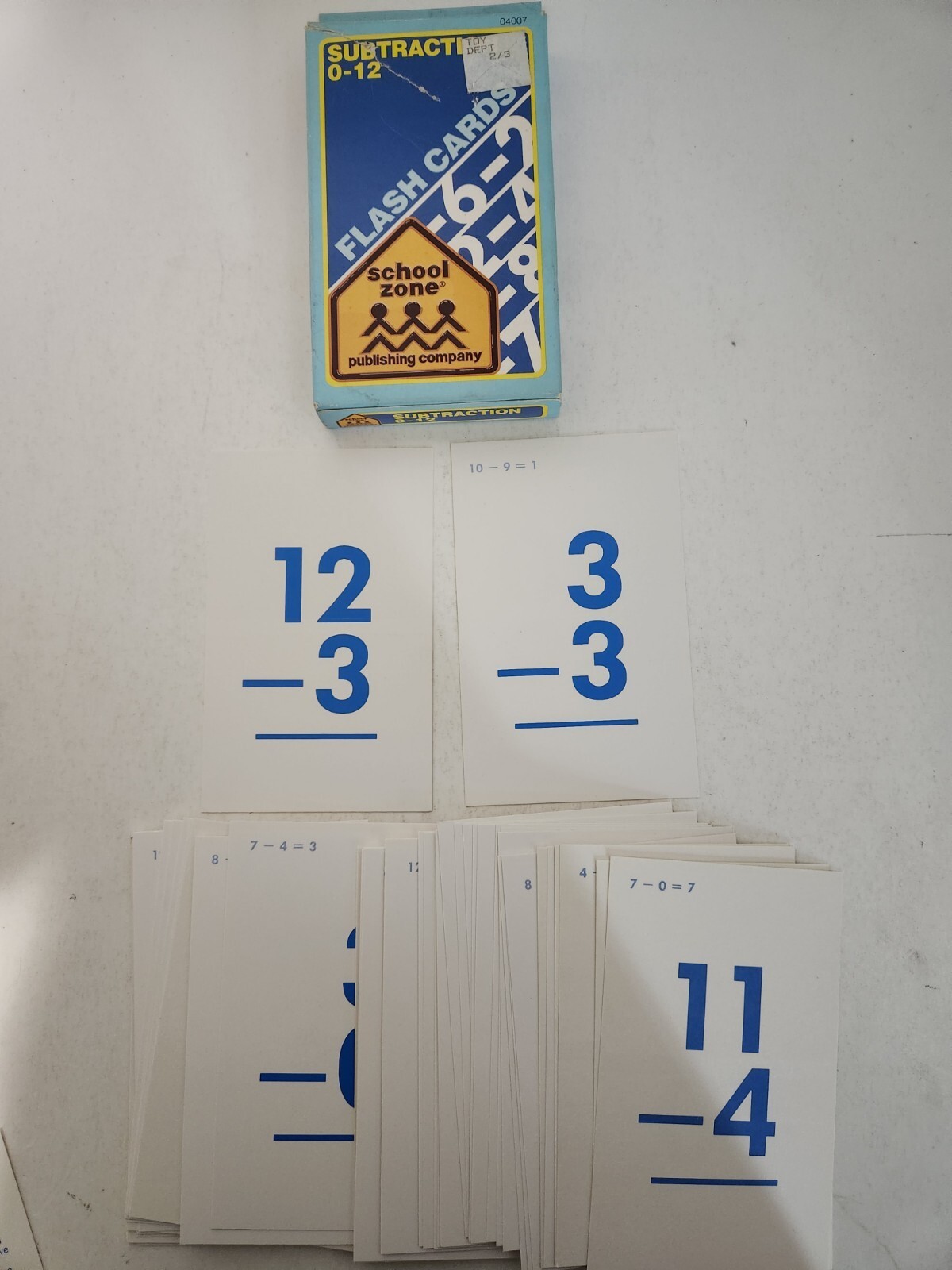 SUBTRACTION Flash Cards NOS from School Zone Home Schooling FREE SHIPPING 1984