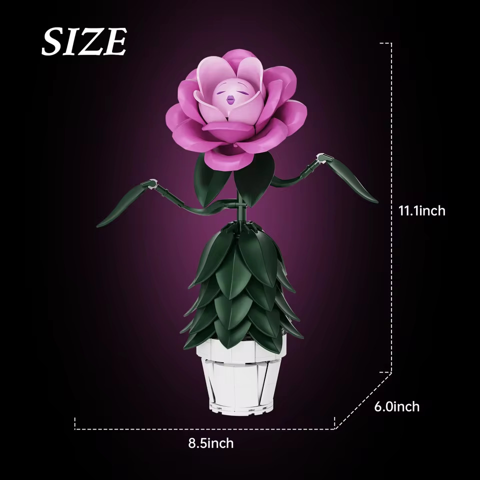 Fantasy Tea Party Flower Building Block Set with Plant Display