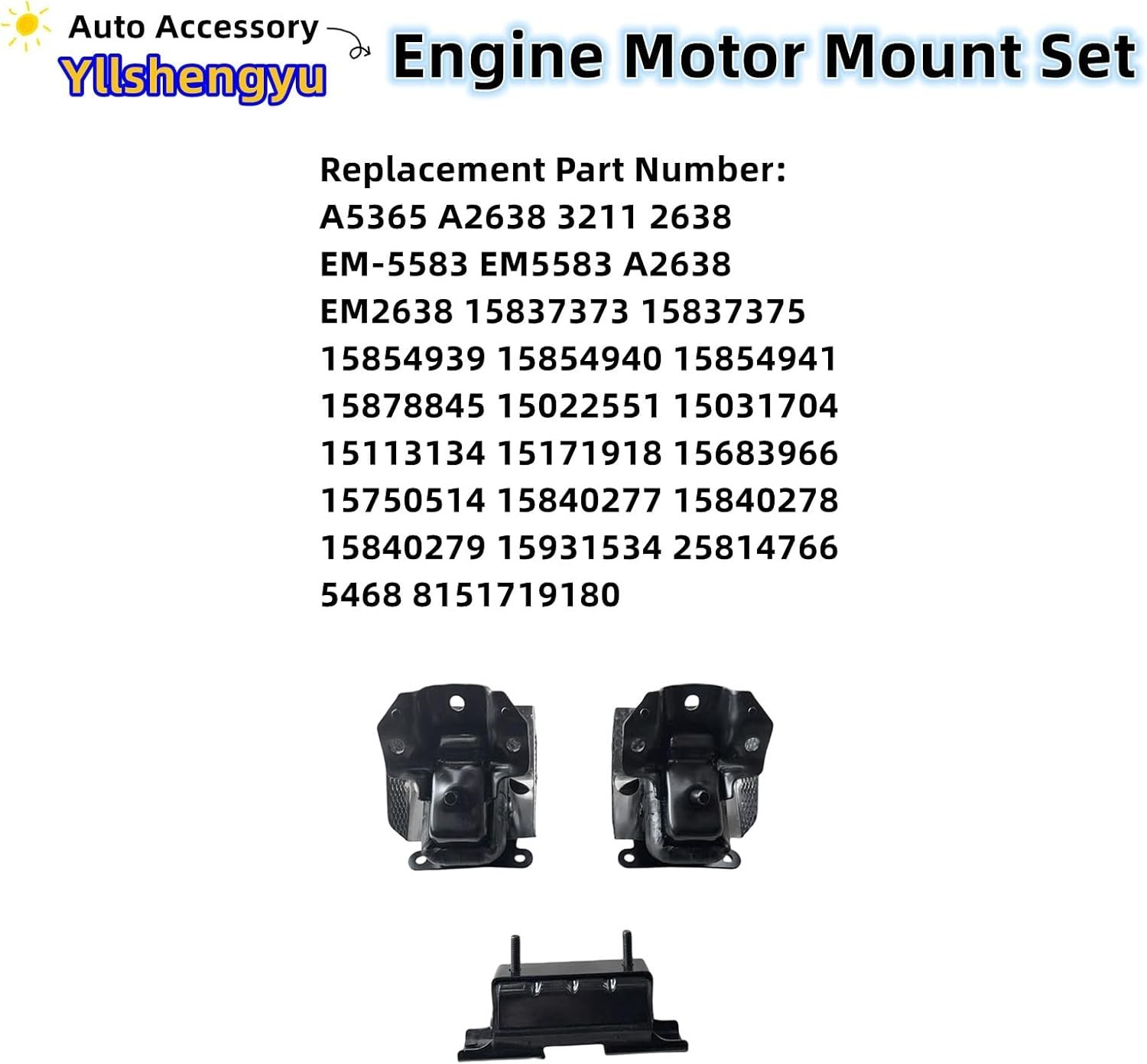 3Pcs Engine Motor Mount Kit – Compatible with Trucks & SUVs (Silverado 1500,