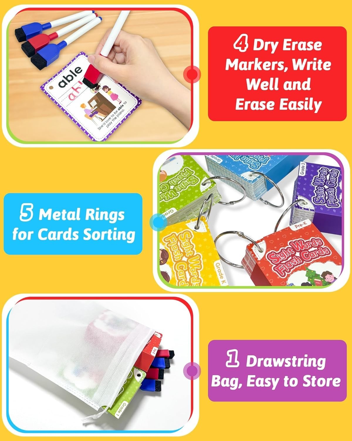 Phonics Flash Cards, 67 Pcs Sight Words Cards Kindergarten, Phonics…