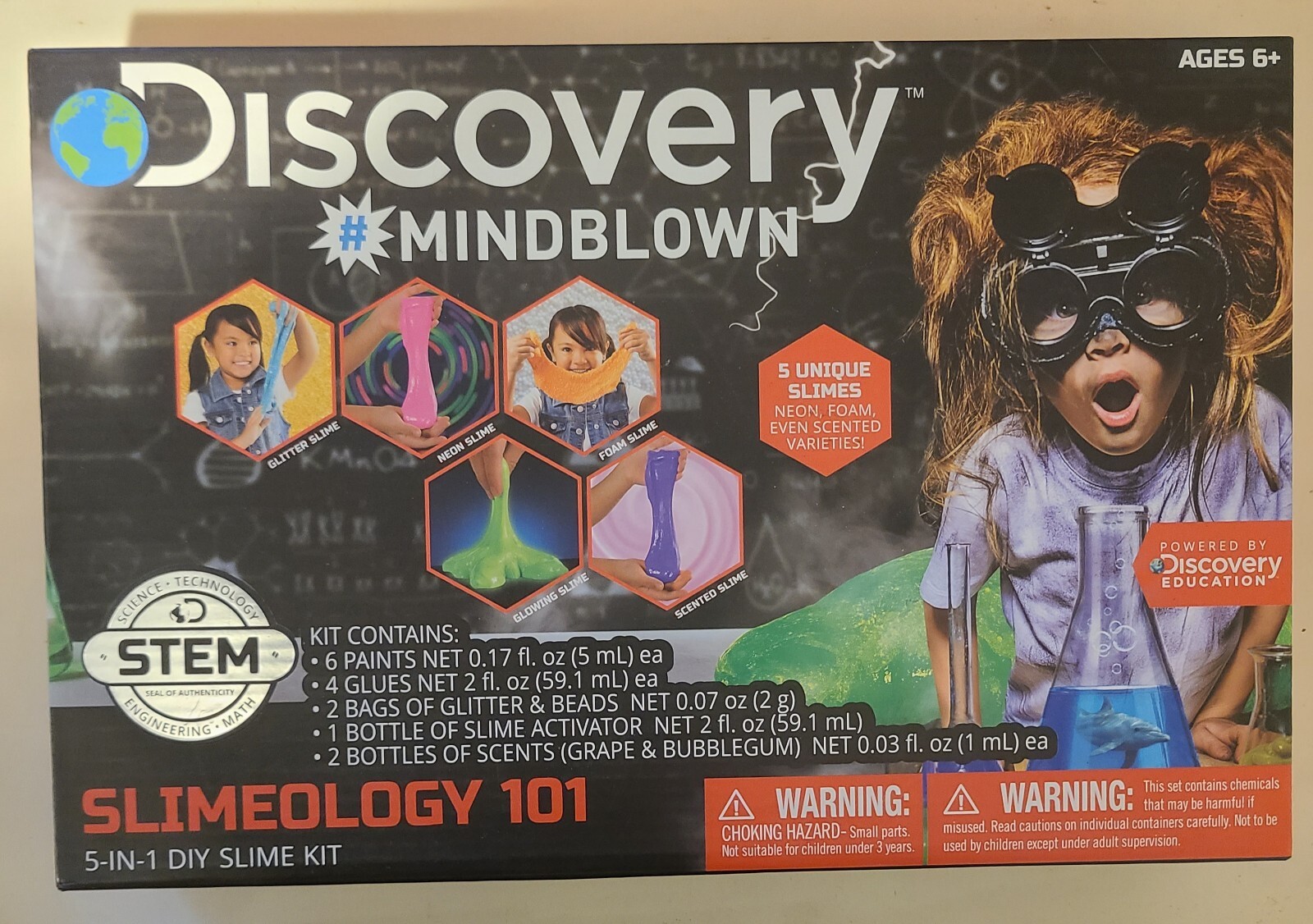 Discovery SLIMEOLOGY 101, 5 N 1 DIY Slime Kit, New in Box, Ages 6 +