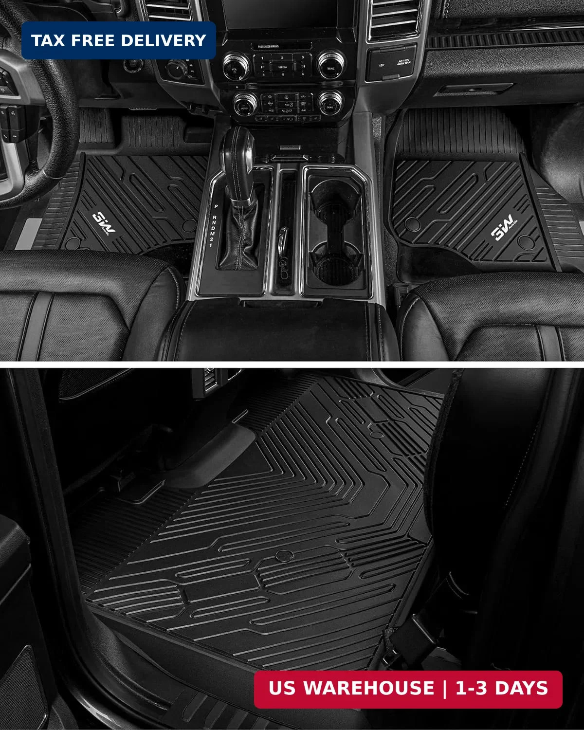 3W Floor Mats Fit for Ford F250 F350 F450 F550 2017-2025 2026 Super Duty Crew Ca