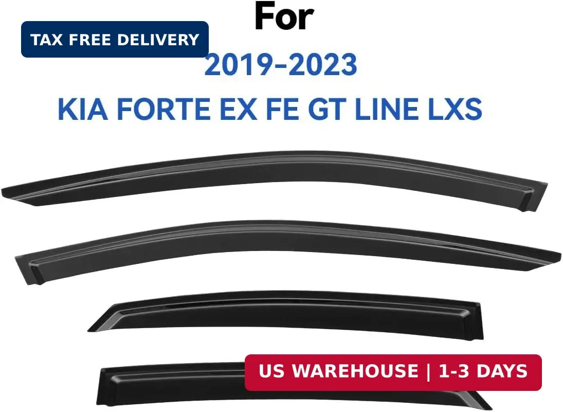 Window Visors Rain Guards for 2019 2020 2021 2022 2023 2024 Kia Forte, Out-Chann