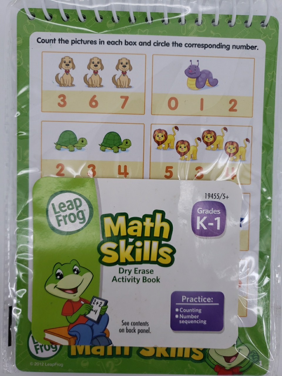 New 2013 Leap Frog Math Skills K-1 Dry Erase Activity Book 8 Pages