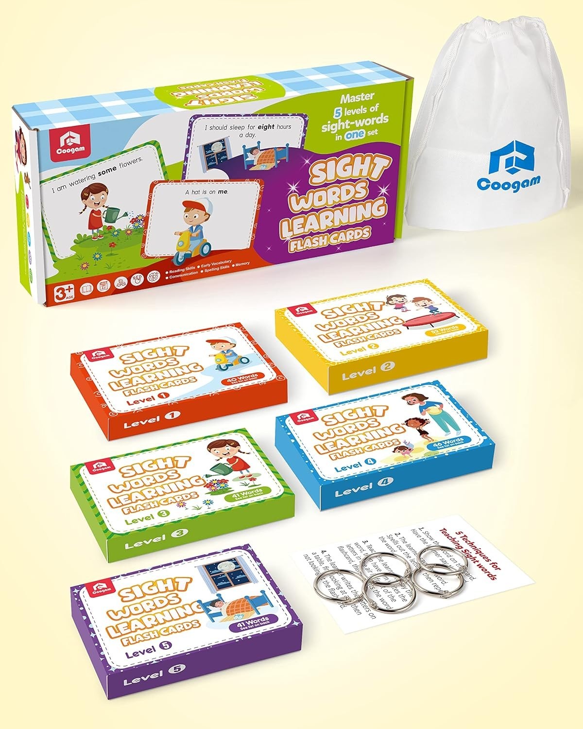 Sight Words Educational Flashcards – 220 Dolch Sightwords Game with Pictures