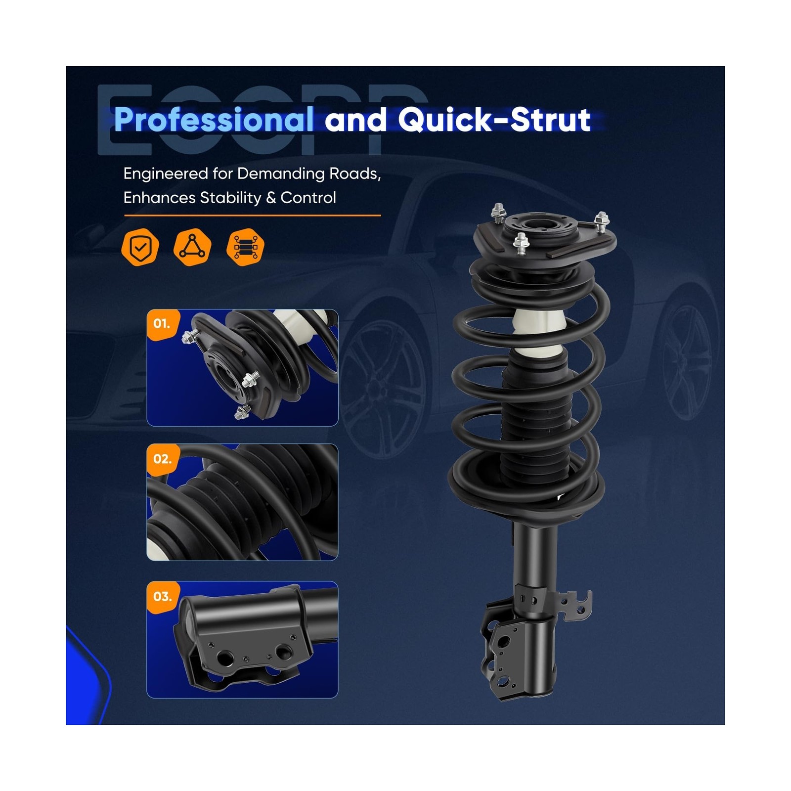 ECCPP 2X Front Strut Assembly Shock Absorber for Toyota Corolla 2003-2008 Coi…