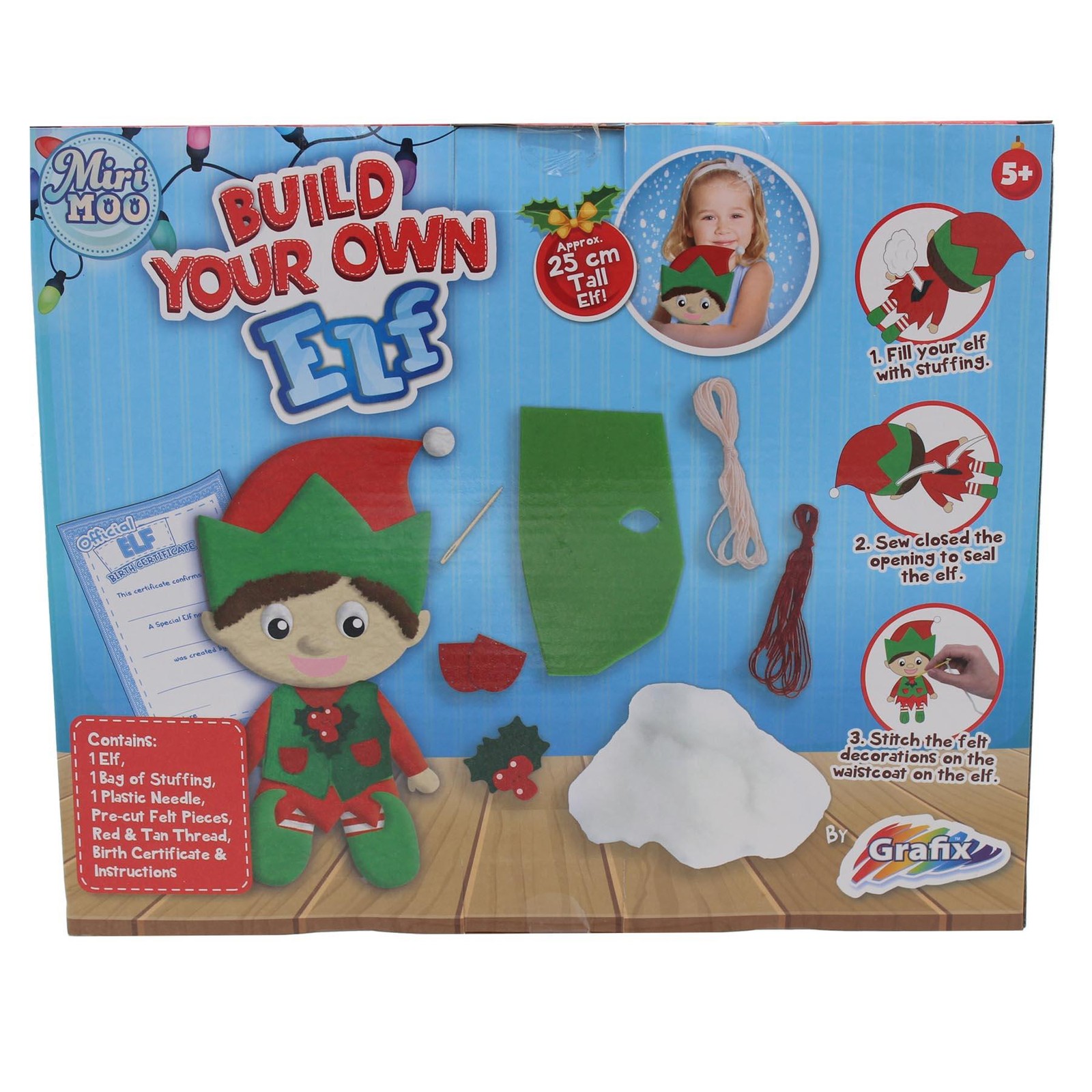 Christmas Build your own Elf Character 25cm Plush Soft Toy by Grafix Age 5+
