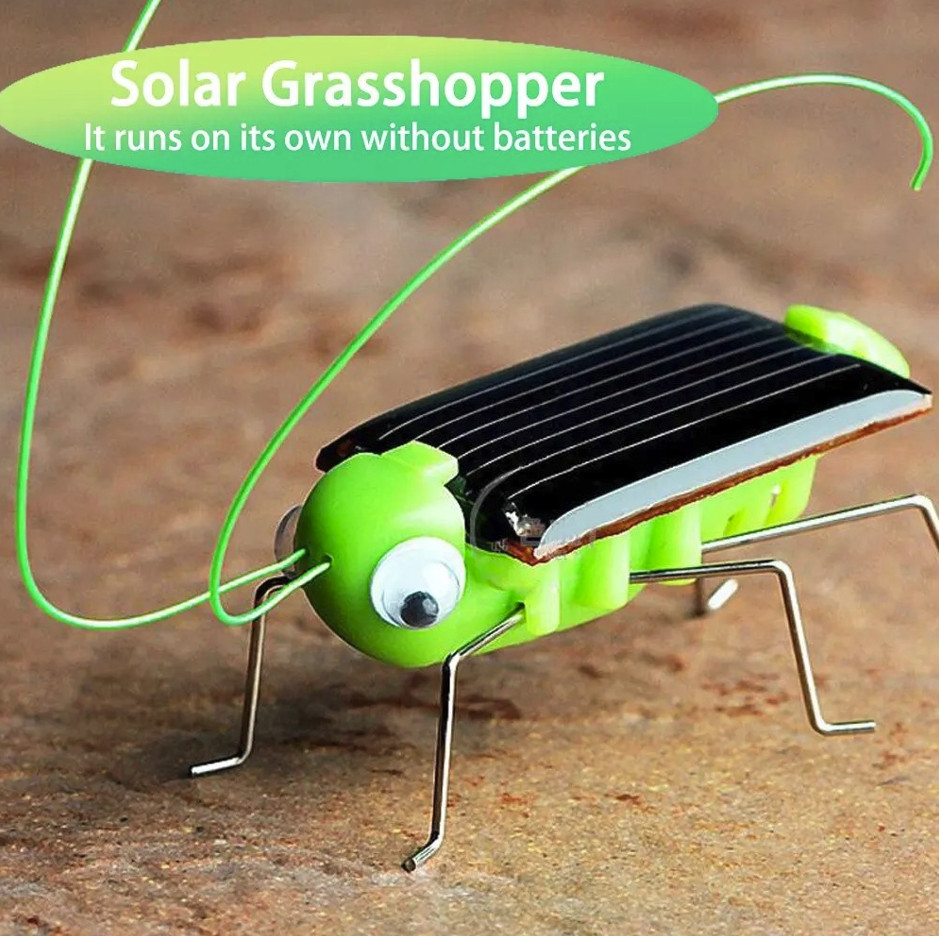 1pc Solar Powered Grasshopper Toy Kids Science Education Moving Insect – NEW