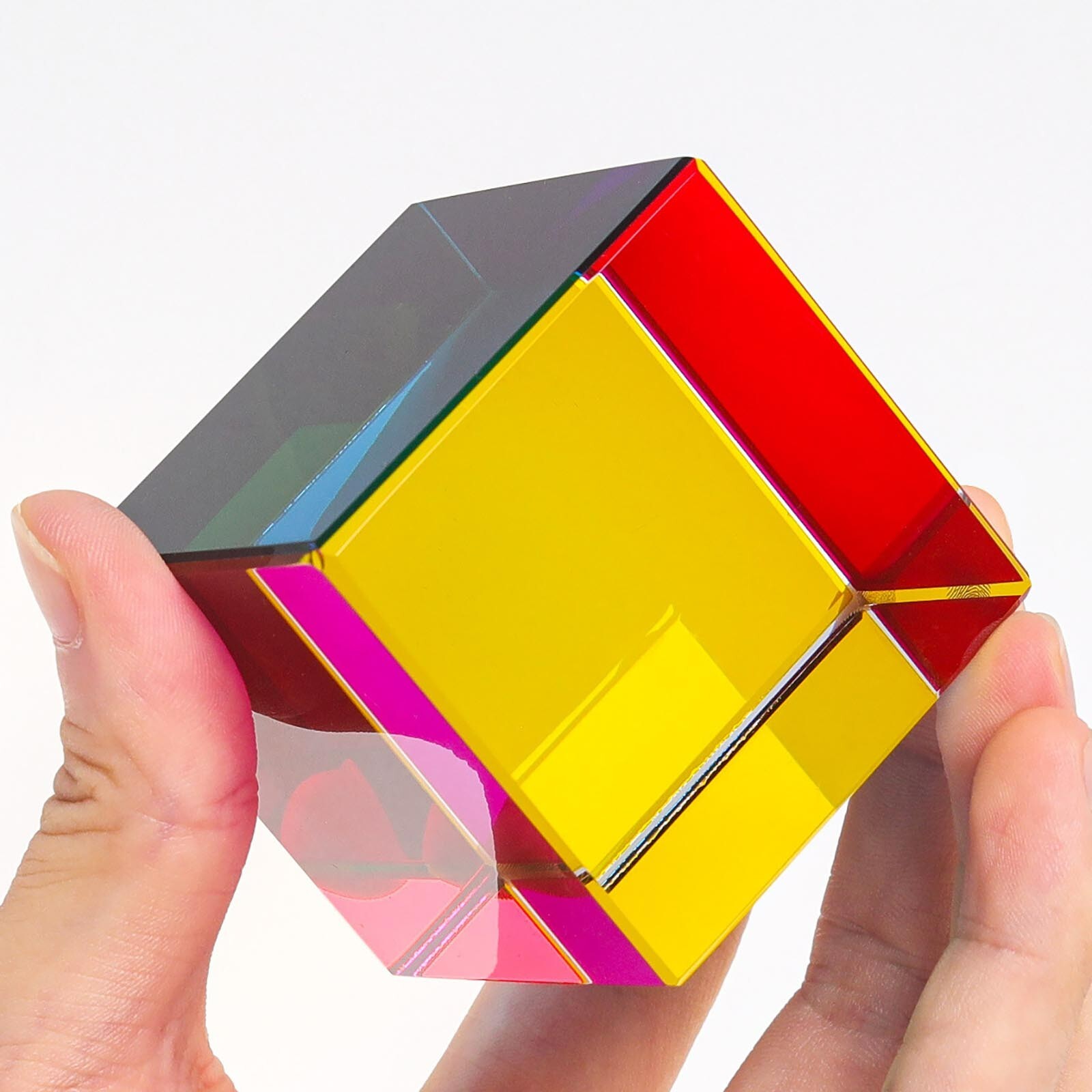 Rainbow Crystal Cubes Figurines Gifts Cube Glass Color Cube Prism for Home Decor