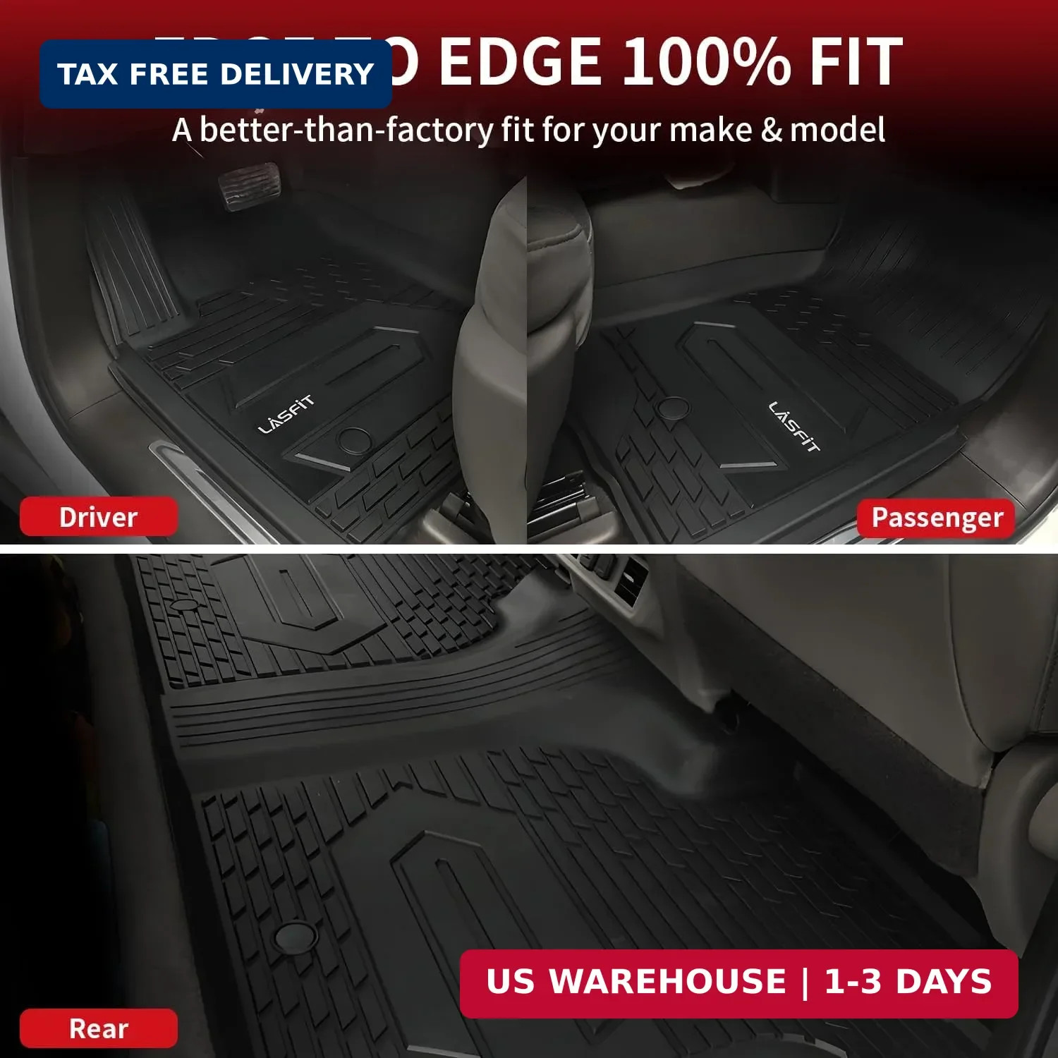LASFIT Floor Mats 2019-2026 for Chevy Silverado/GMC Sierra 1500, 2020-2026 for 2