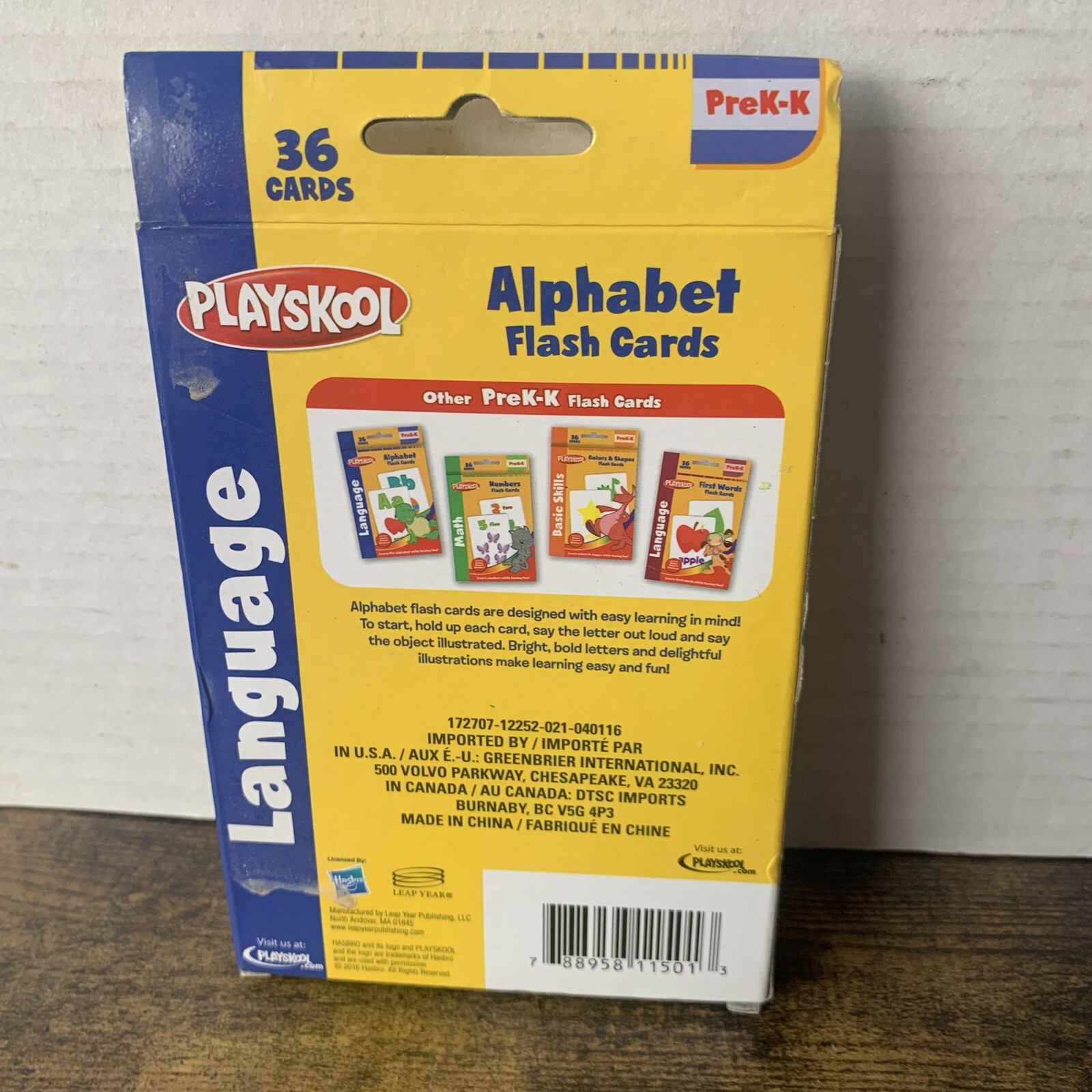 Playskool Flash Cards – First Words  PreK-K Language Skills 36 Cards