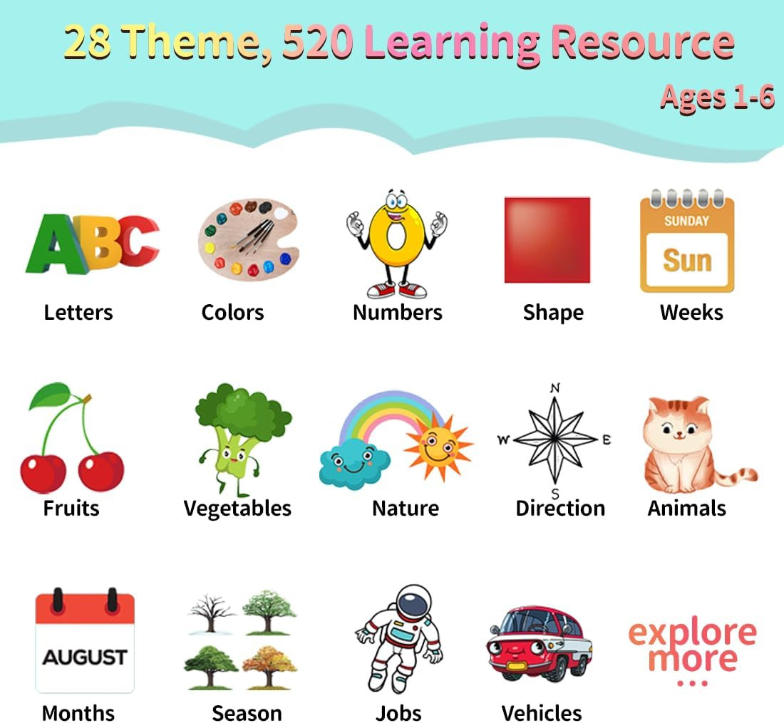 520 ABC Sight Words Talking Flash Cards with Number/Shapes/Letters/Colors, Etc