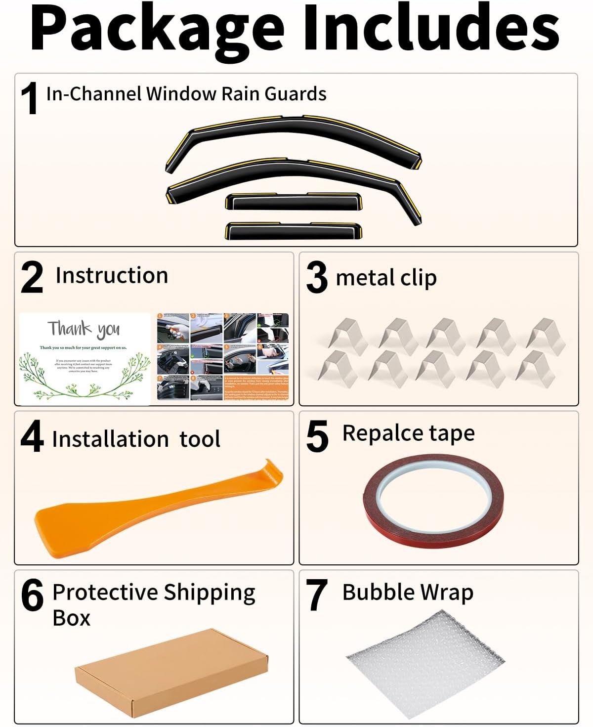 in-Channel Window Rain Guards Fit for Jeep Grand Cherokee 2011-2021 (NOT for L)