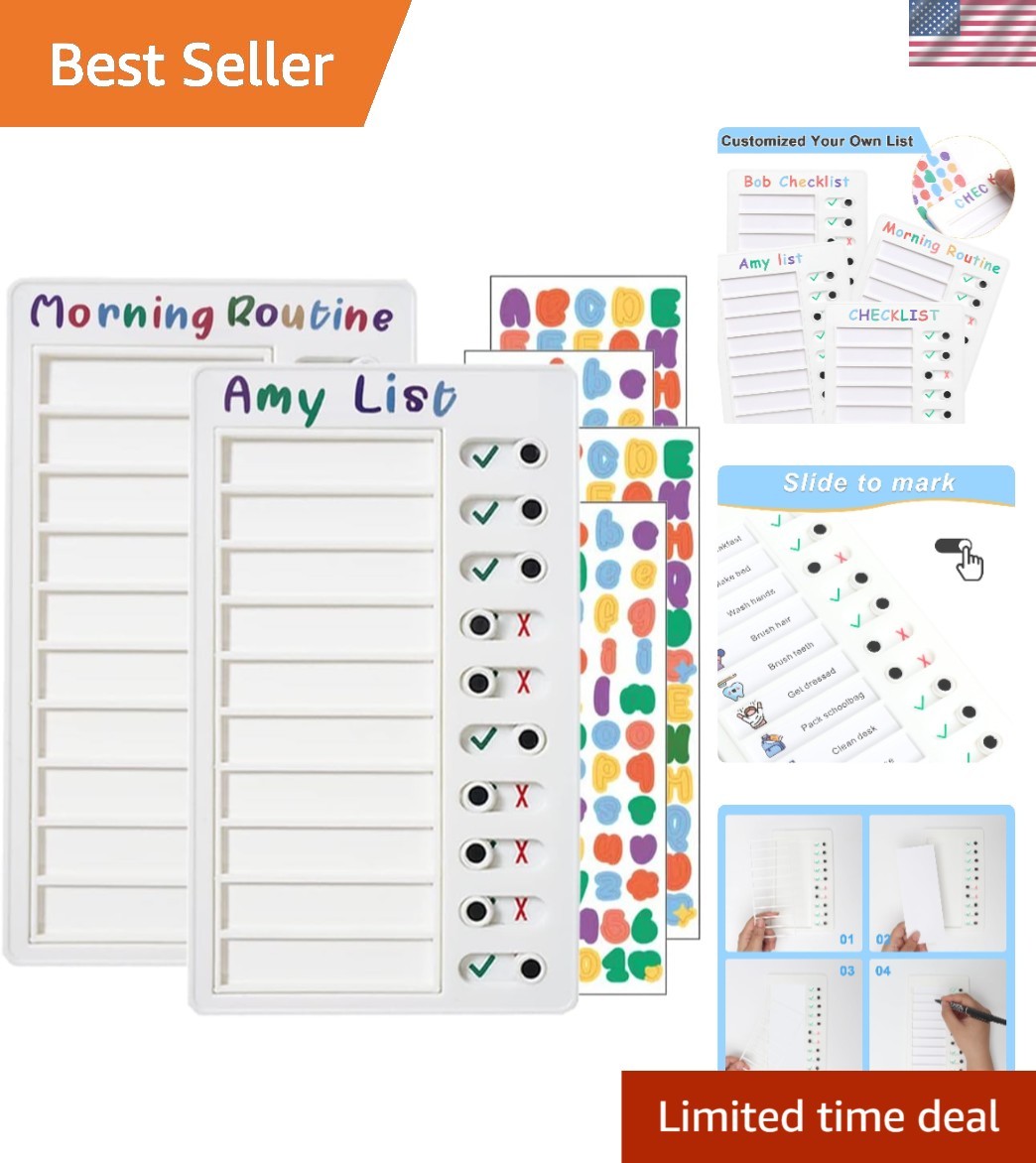 2-Piece Waterproof Chore Checklist Boards – Engaging Tools for Kids’ Daily Tasks