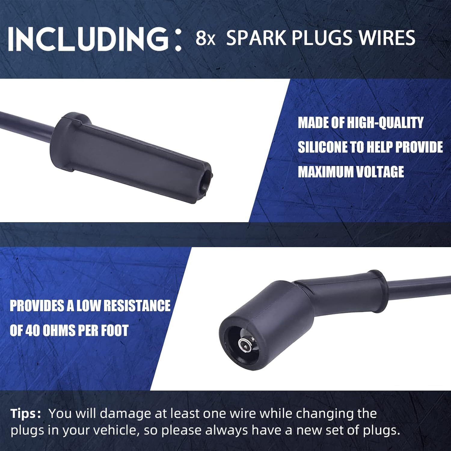 2014-2022 Spark Plugs and Wires for Chevy 5.3 4.8L 6.0 6.2 LS V8, 41 114 Spark