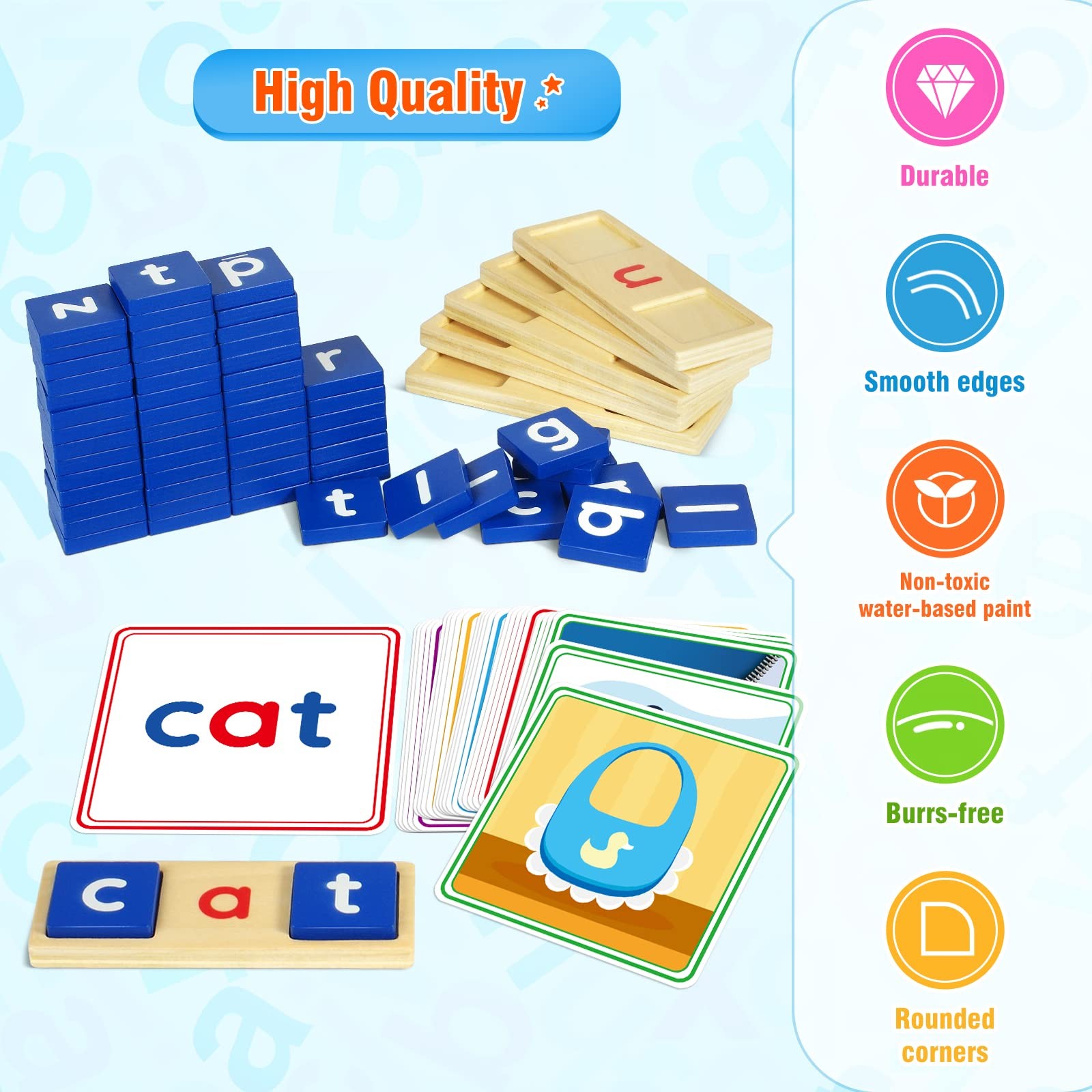 Juego De Juguete De Ortografia Y Lectura Với Cartas De Doble Cara Lujo