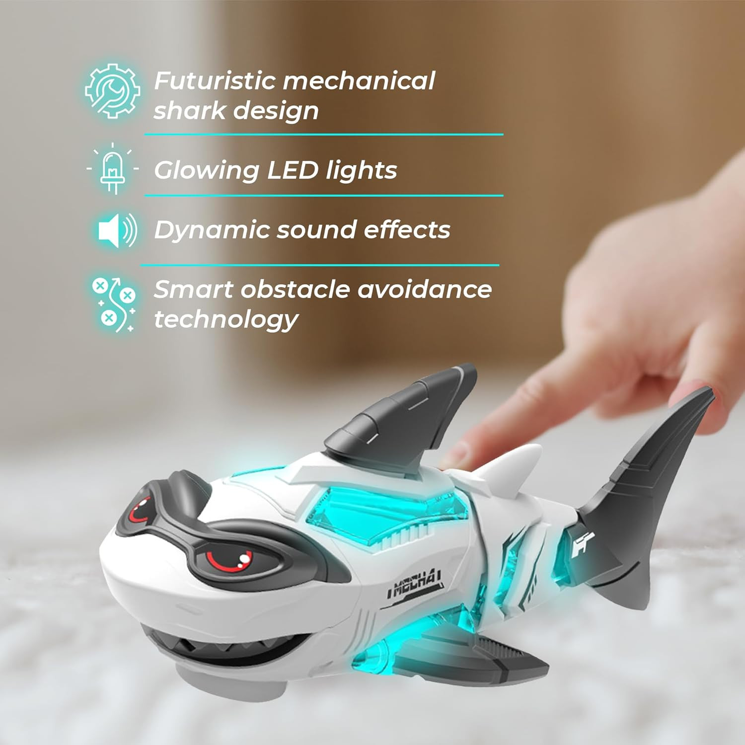 Interactive Crawling Shark Toy with Music and Lights for Infants and Toddlers