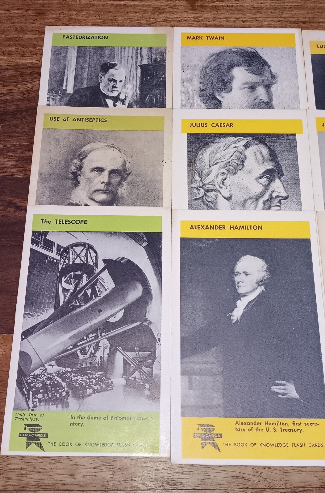 Set of Nine The Book of Knowledge Flash Cards- Ed-U-Cards Bach, Caesar