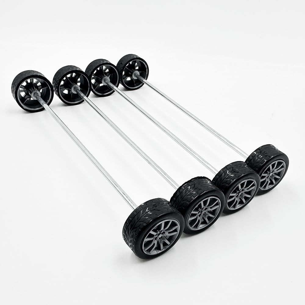 20PCS Small Toy Car Wheel 16mm Model Car Mini Rubber Tire Wheels with 10PCS Shaf