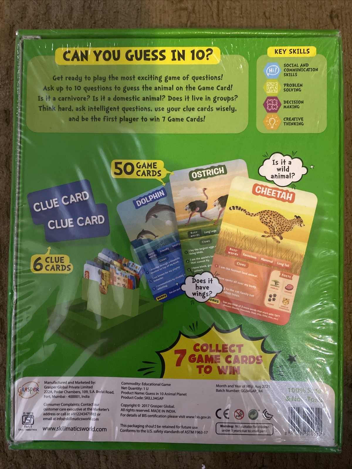 (NIB Sealed) Skillmatics Guess in 10 Animal Planet Card Game