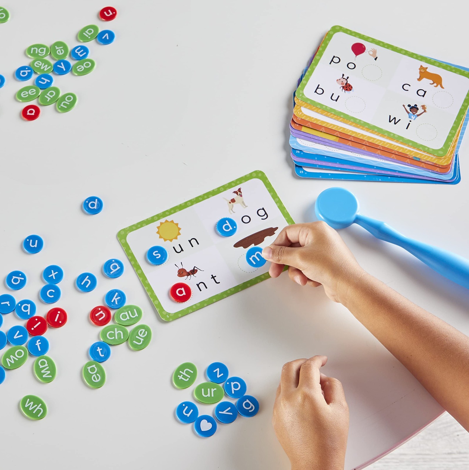 Reading Readiness Activity Set – Magnetic Wands & Chips, Spelling Toys for Kids,