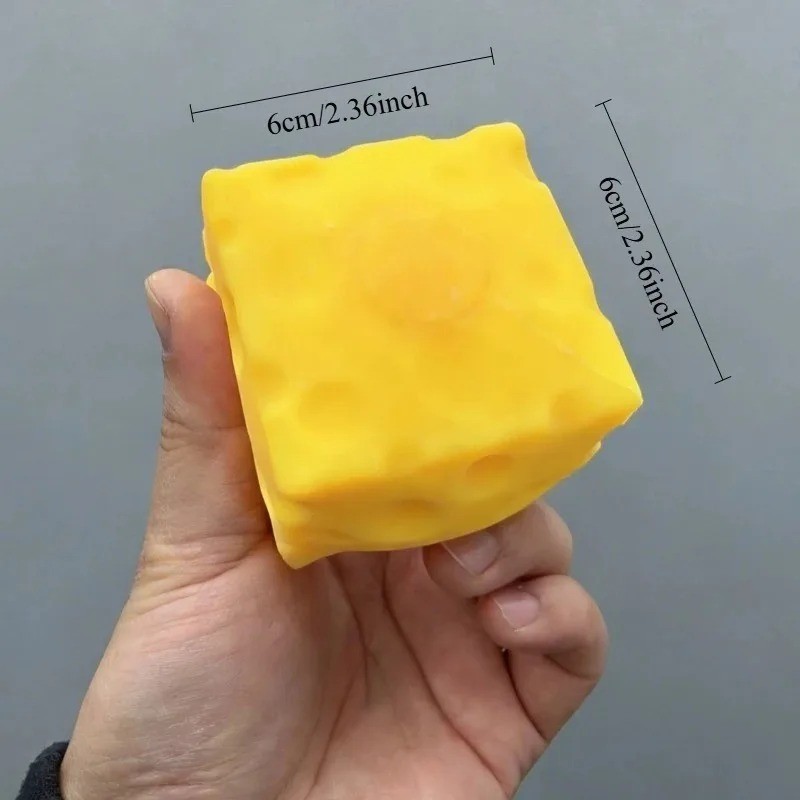 2Pcs Square Cheese Squeeze Toys Slow Rebound Push Stress Relief Sensory Toy