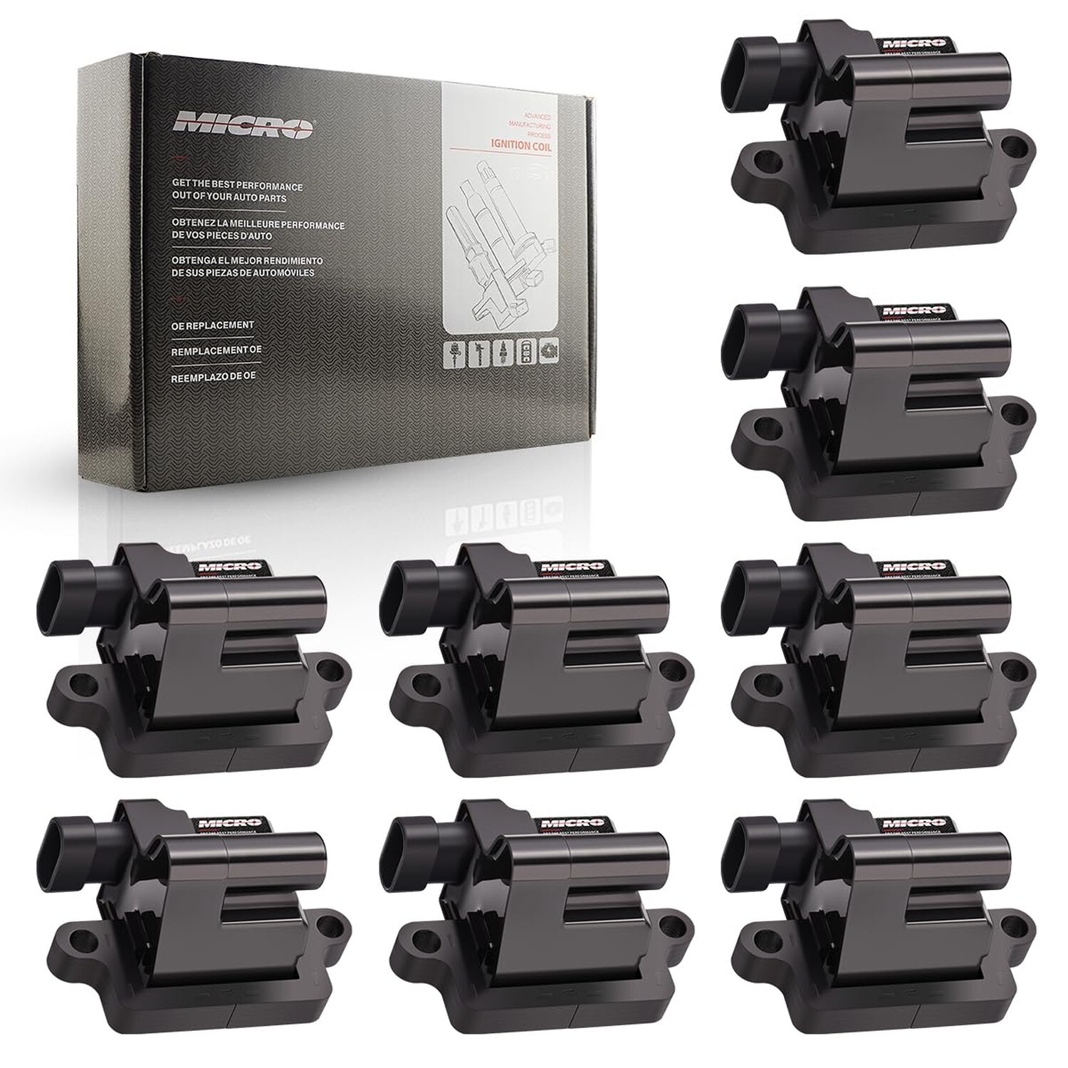 Micro Set of 8 Square Ignition Coil Pack D581 Compatible with Cadillac Chevy …