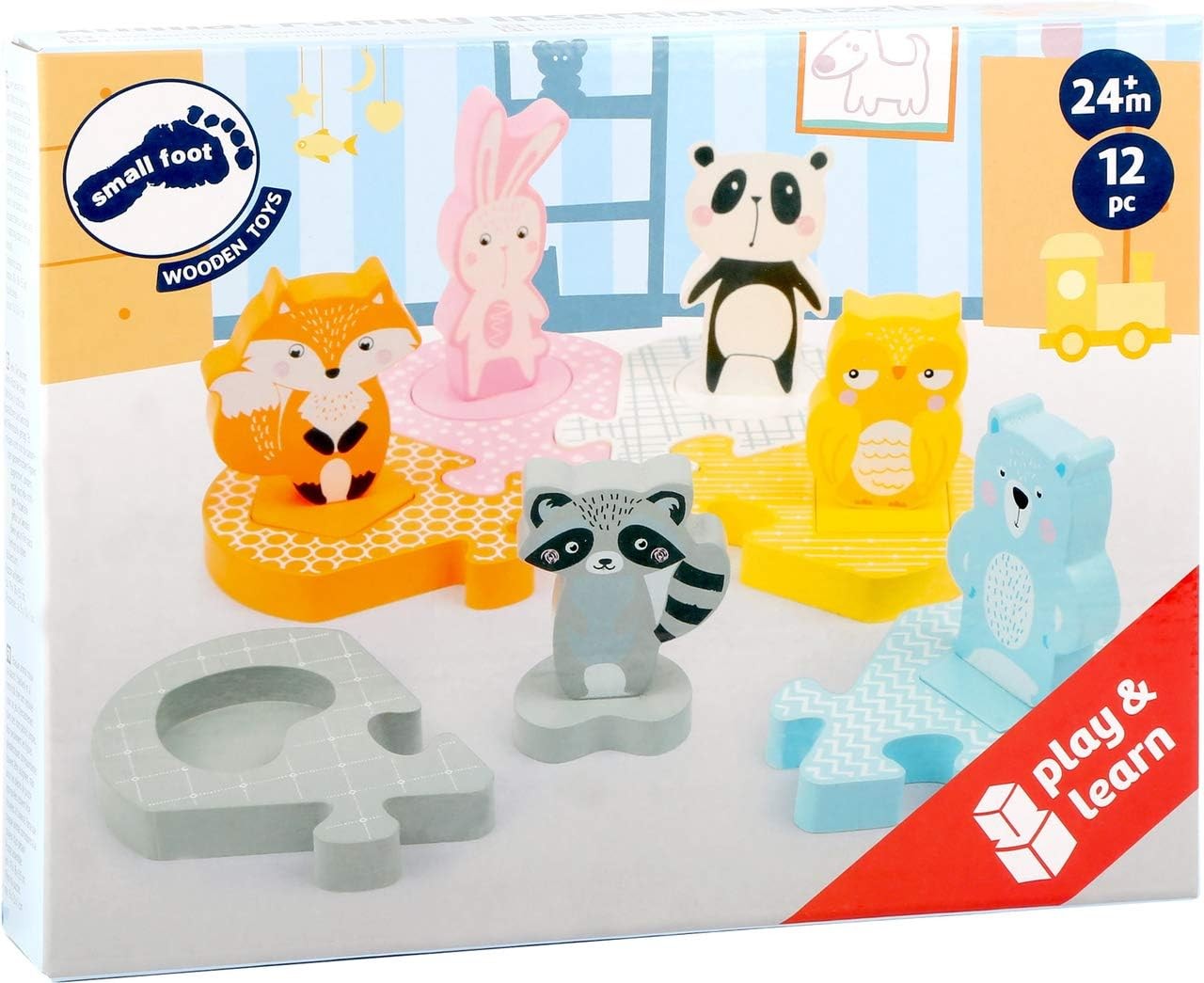 Small Foot 11472 Pastel Insert Puzzle, Motor Activity, with 6 Removable Animal F