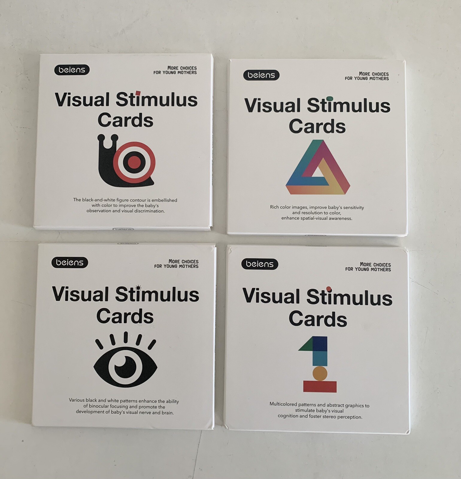 Beiens Visual Stimulus Cards 4 Packs Activity Card for Babies
