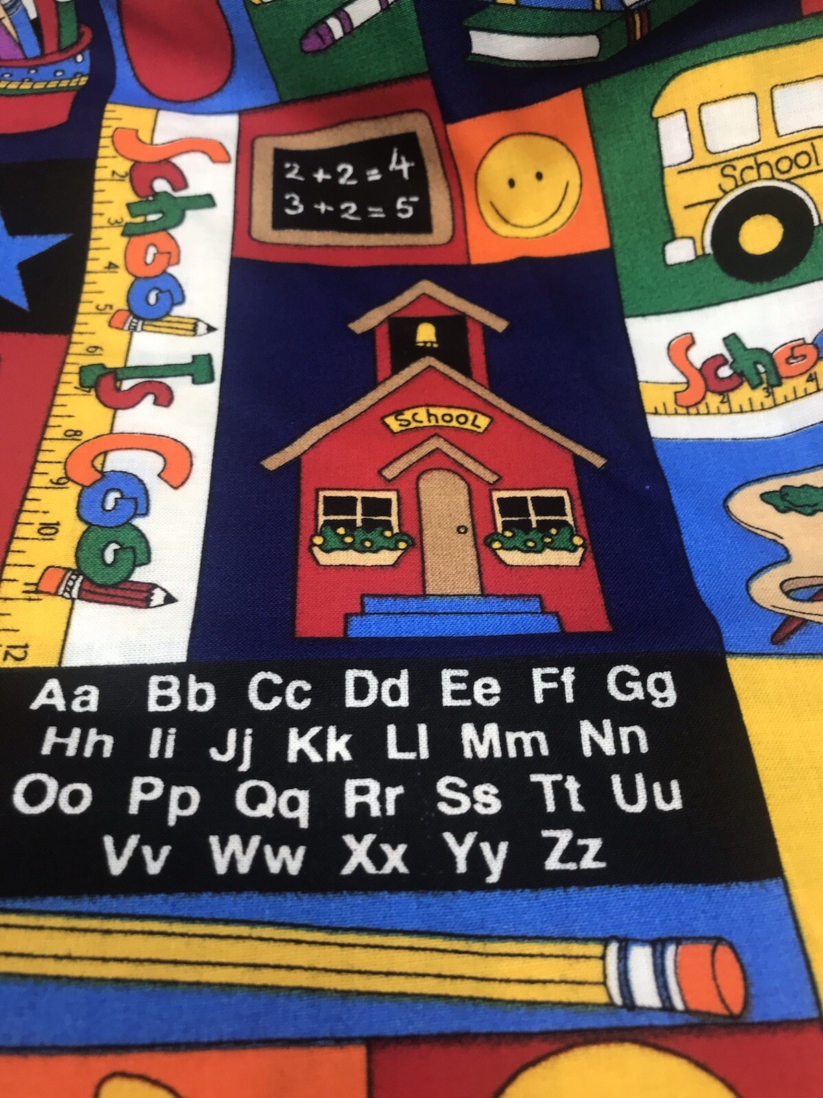 School is Cool Fabric Black Kindergarten Elementary Pencil Crayon 22″ x 45″ F39