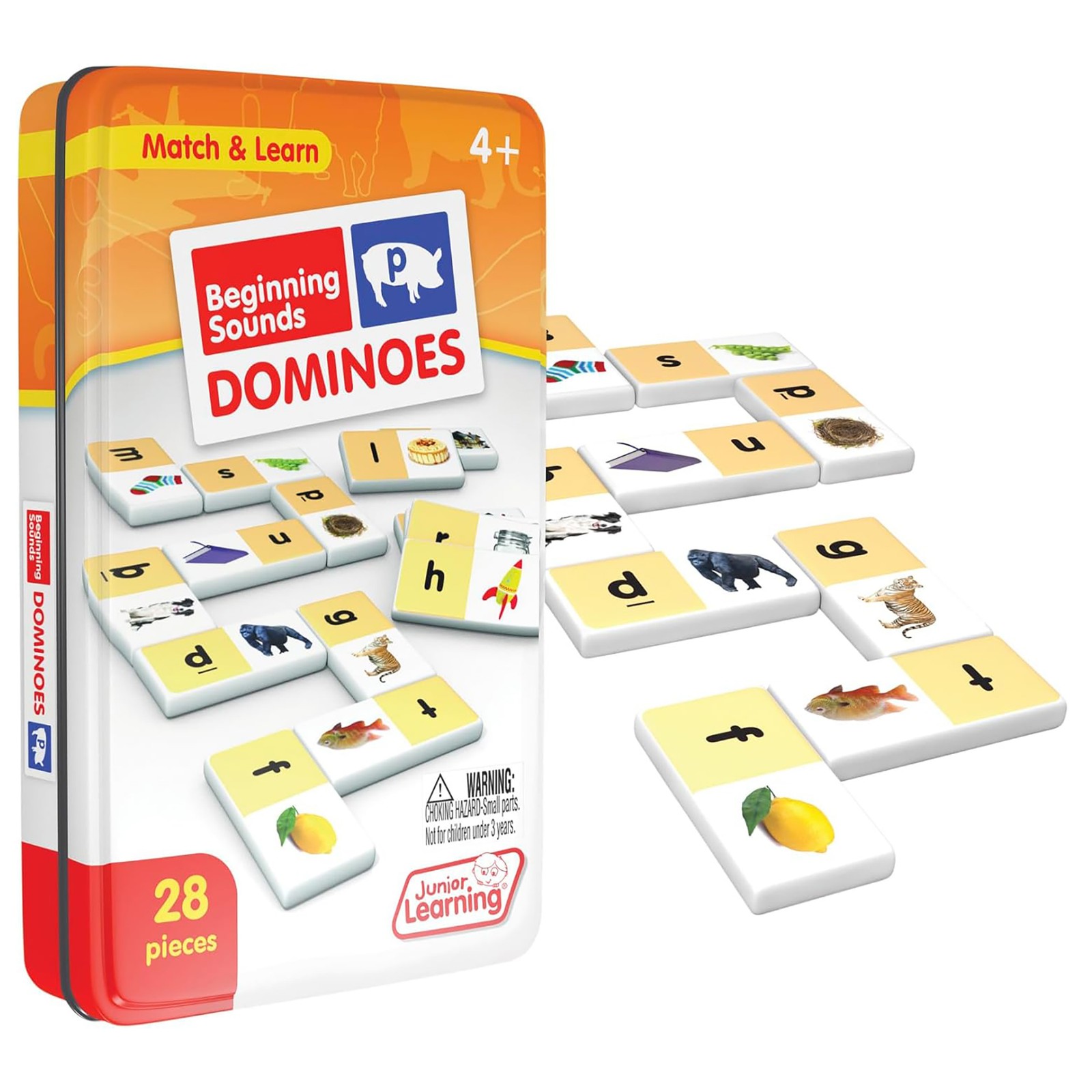 Beginning Sounds Dominoes Junior Learning for Ages 4-5 Kindergarten Learning