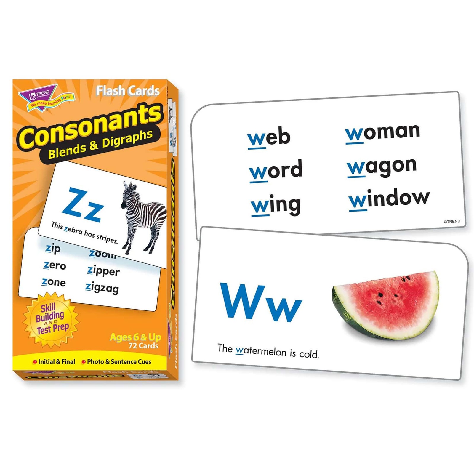 TREND ENTERPRISES, INC. Consonants Flash Cards, 3 x 6 in (T-53009)